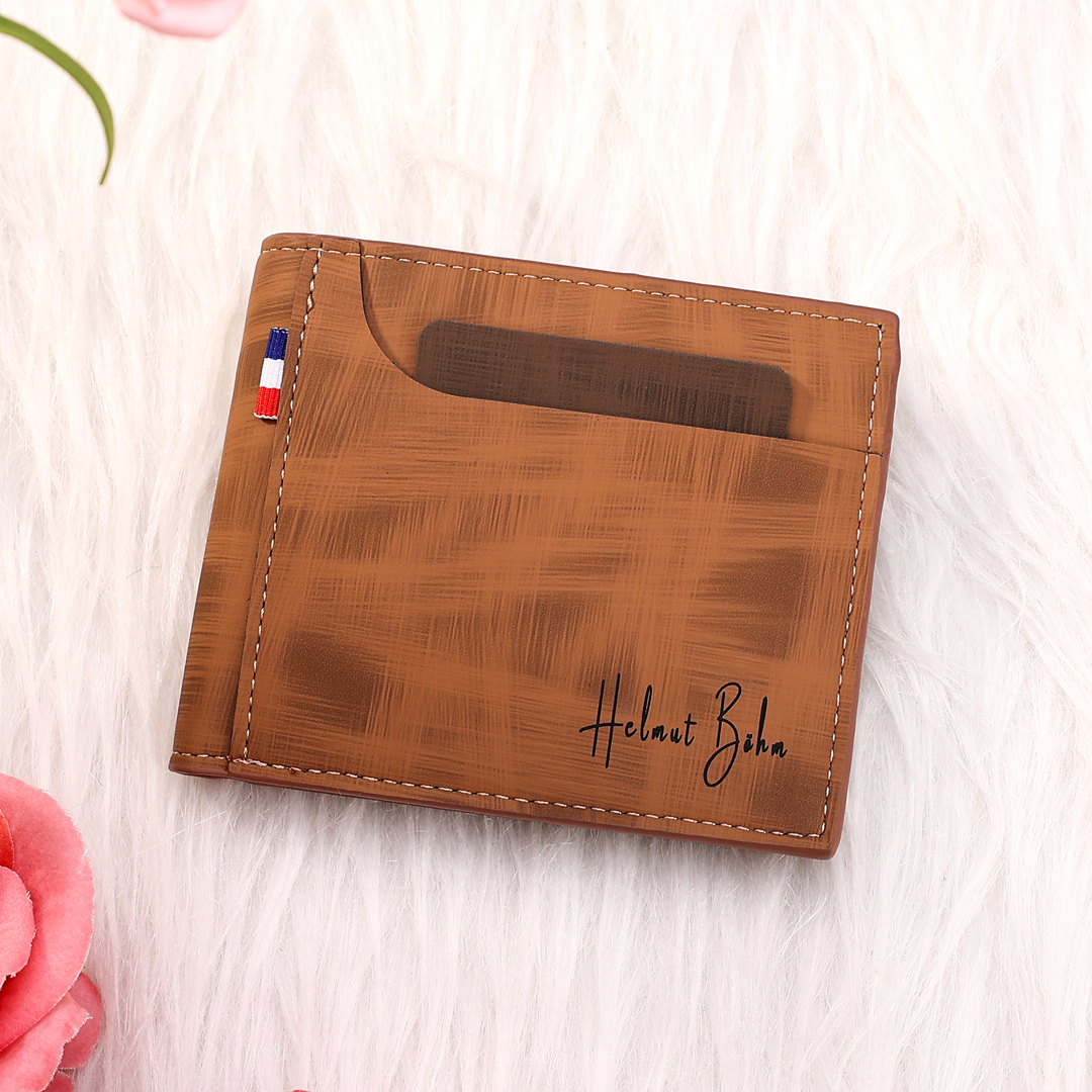 Personalisierte Foto & Text Geldbörse & Foto & 2 Texte Leder Schlüsselanhänger & Foto Armband Geschenkpackung Geschenkset für Mann Freund