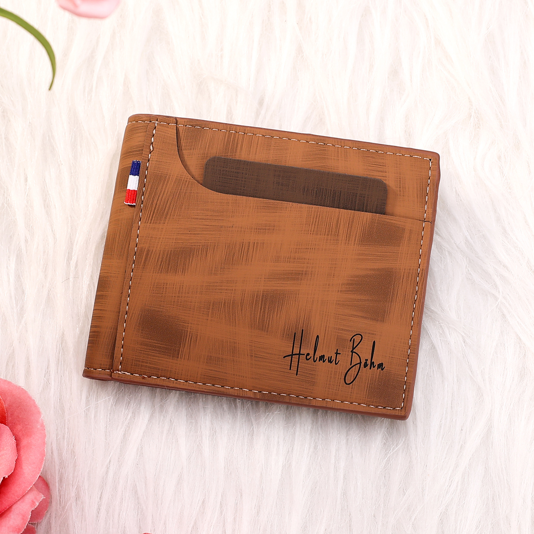 Personalisierte Foto & Text Geldbörse & Foto & 2 Texte Leder Schlüsselanhänger & Foto Armband Geschenkpackung Geschenkset für Mann Freund