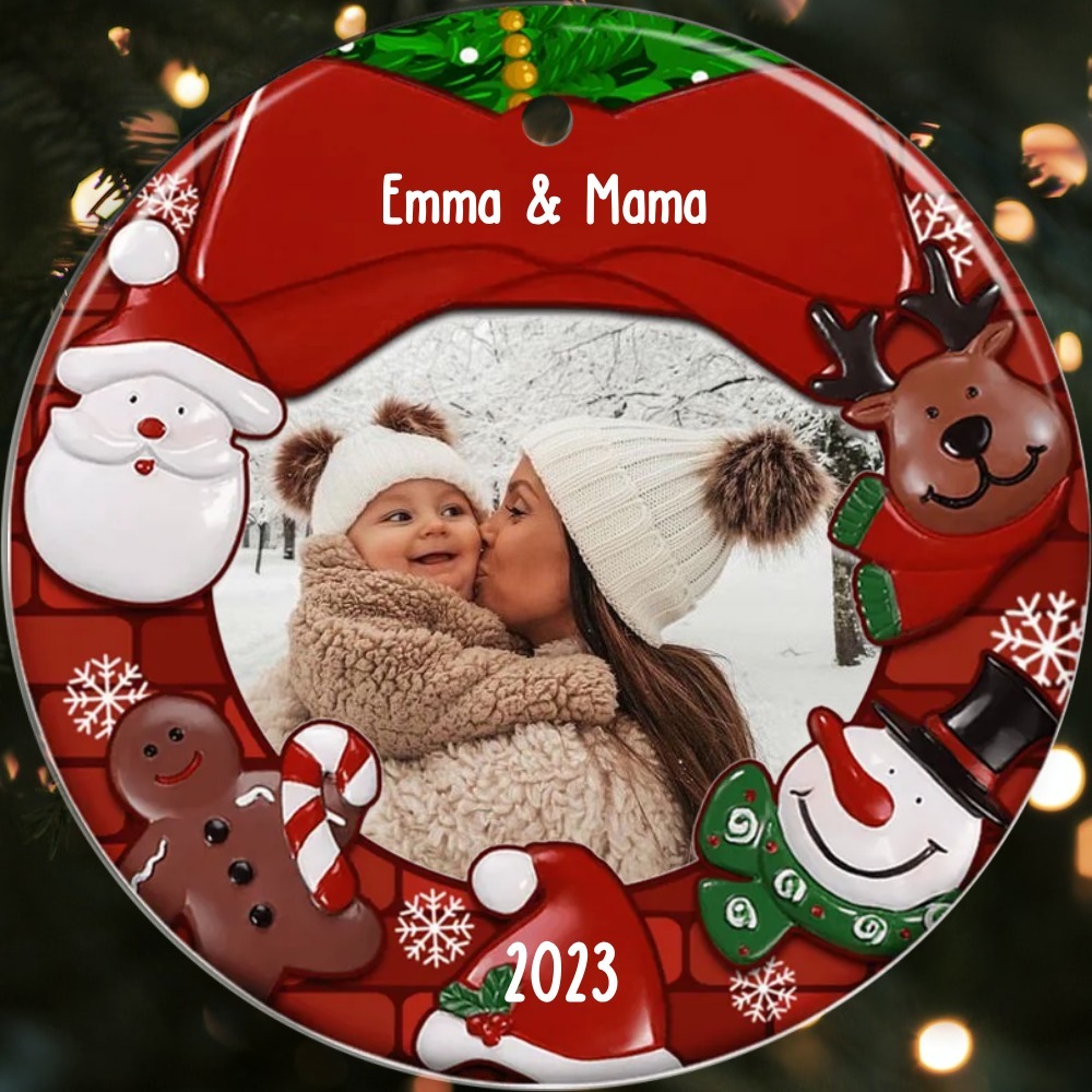 Acryl Weihnachtsornament-Personalisiertes Foto & Name & Jahr Rund Baby Ornament/Schlüsselanhänger mit Schlüsselring
