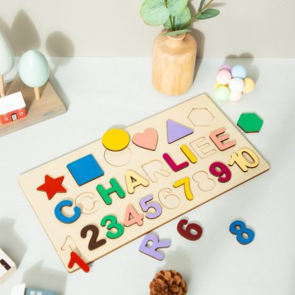 Personalisierte Hölzerne Name Puzzle Benutzerdefinierte Holz Fraktalbild & Zahl Puzzle mit Kinder Name 
