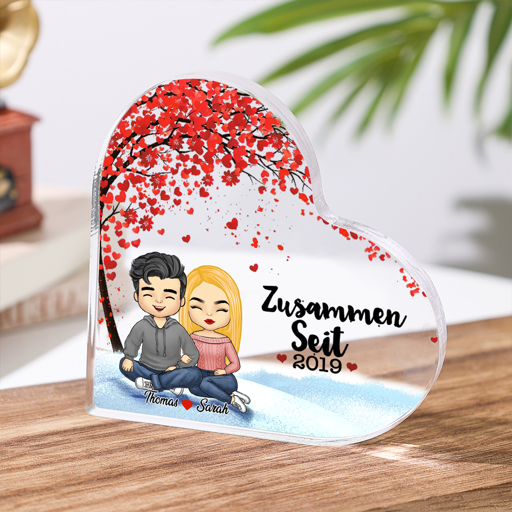 Personalisierte 2 Namen & Jahr Acryl-Deko-Schreibtischdekoration für Paar