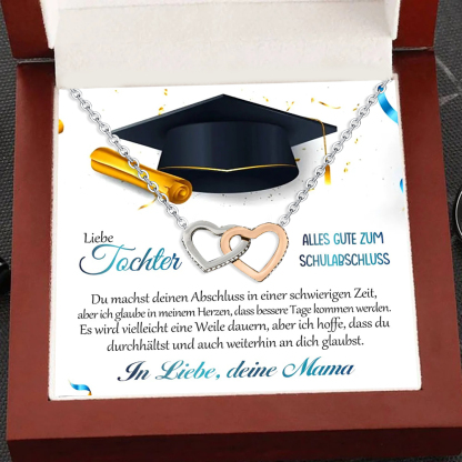 925 Sterling Silber Herz Halskette-Liebe Tochter Alles gute zum Schulabschluss-Geschenk mit Nachrichtenkarte