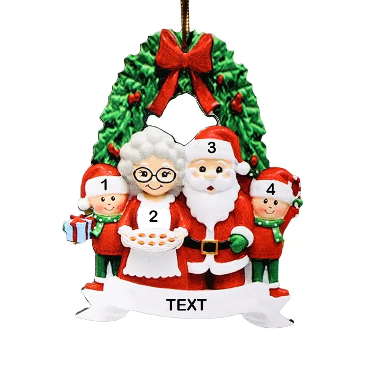 Holz Weihnachtsornament-Personalisierte Text 4 Namen von Großeltern mit Kindern Ornament