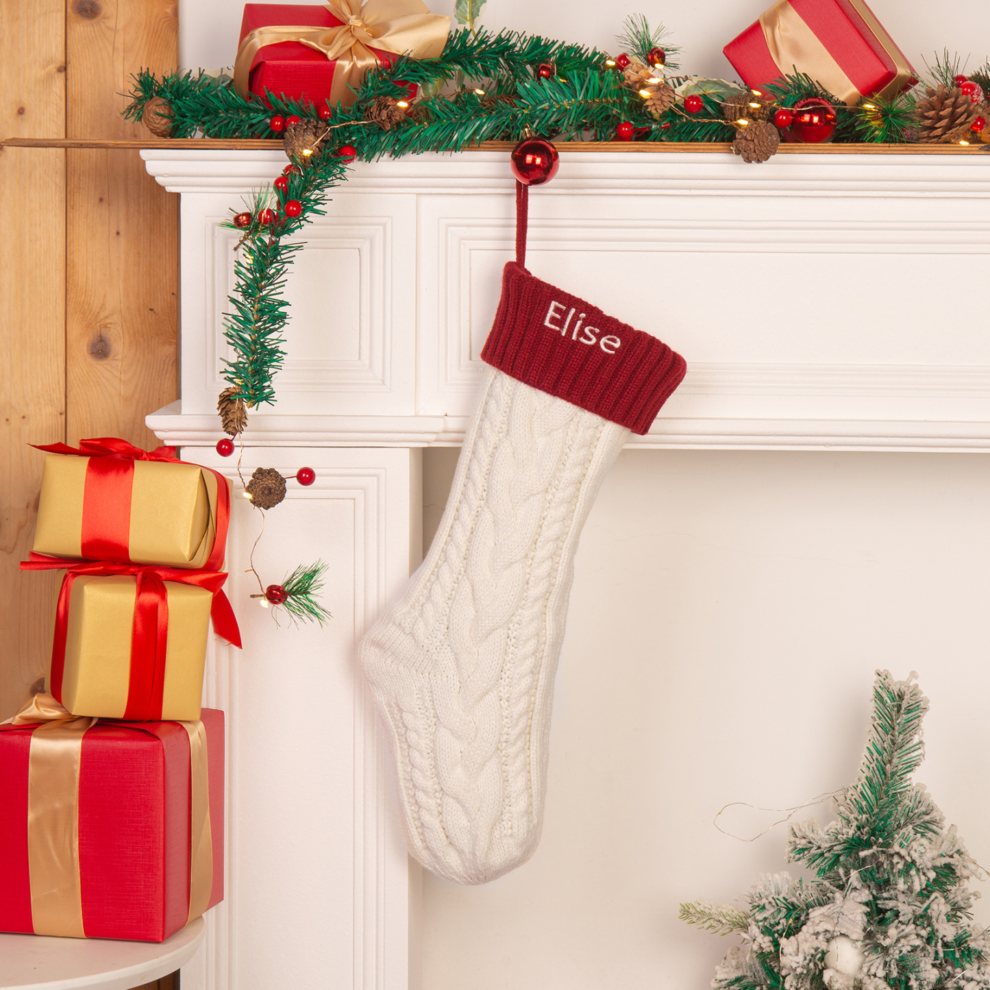 Weihnachtssocke-Personalisierter 1 Name Acryl Volltonfarbe Weihnachtsstrumpf-Weihnachtsornament