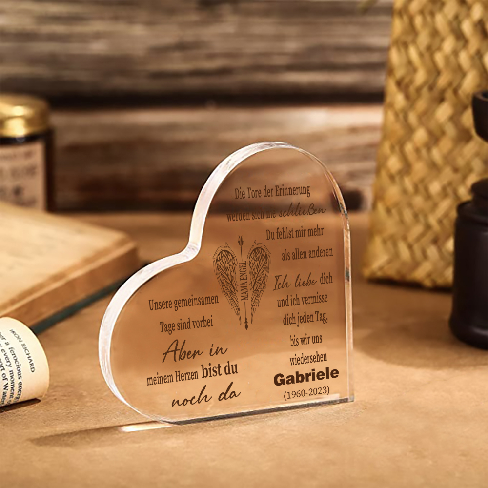 Personalisierter Name & Jahr Acryl-Deko-Ich liebe dich und ich vermisse dich jeden Tag-Trauer Schreibtischdekoration