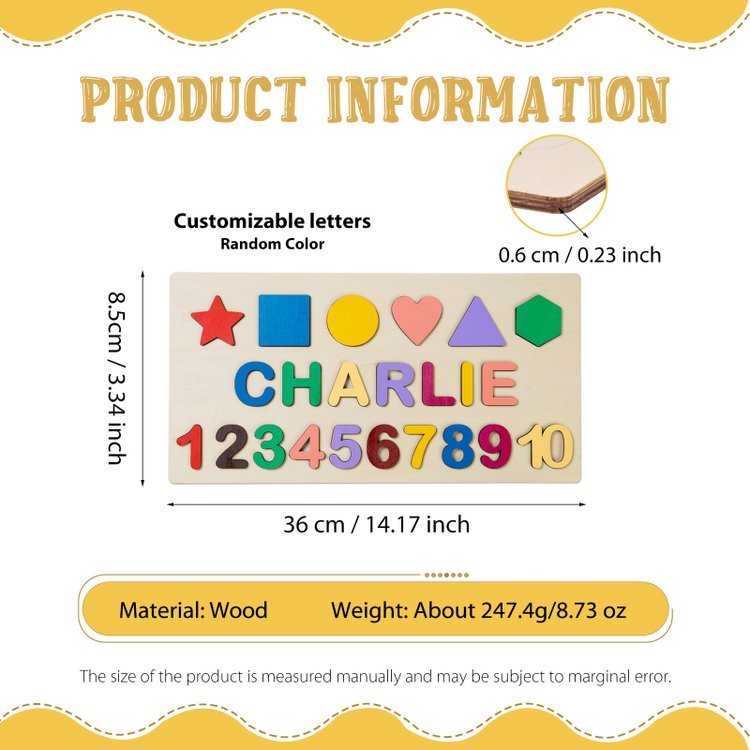 Personalisierte Hölzerne Name Puzzle Benutzerdefinierte Holz Fraktalbild & Zahl Puzzle mit Kinder Name 
