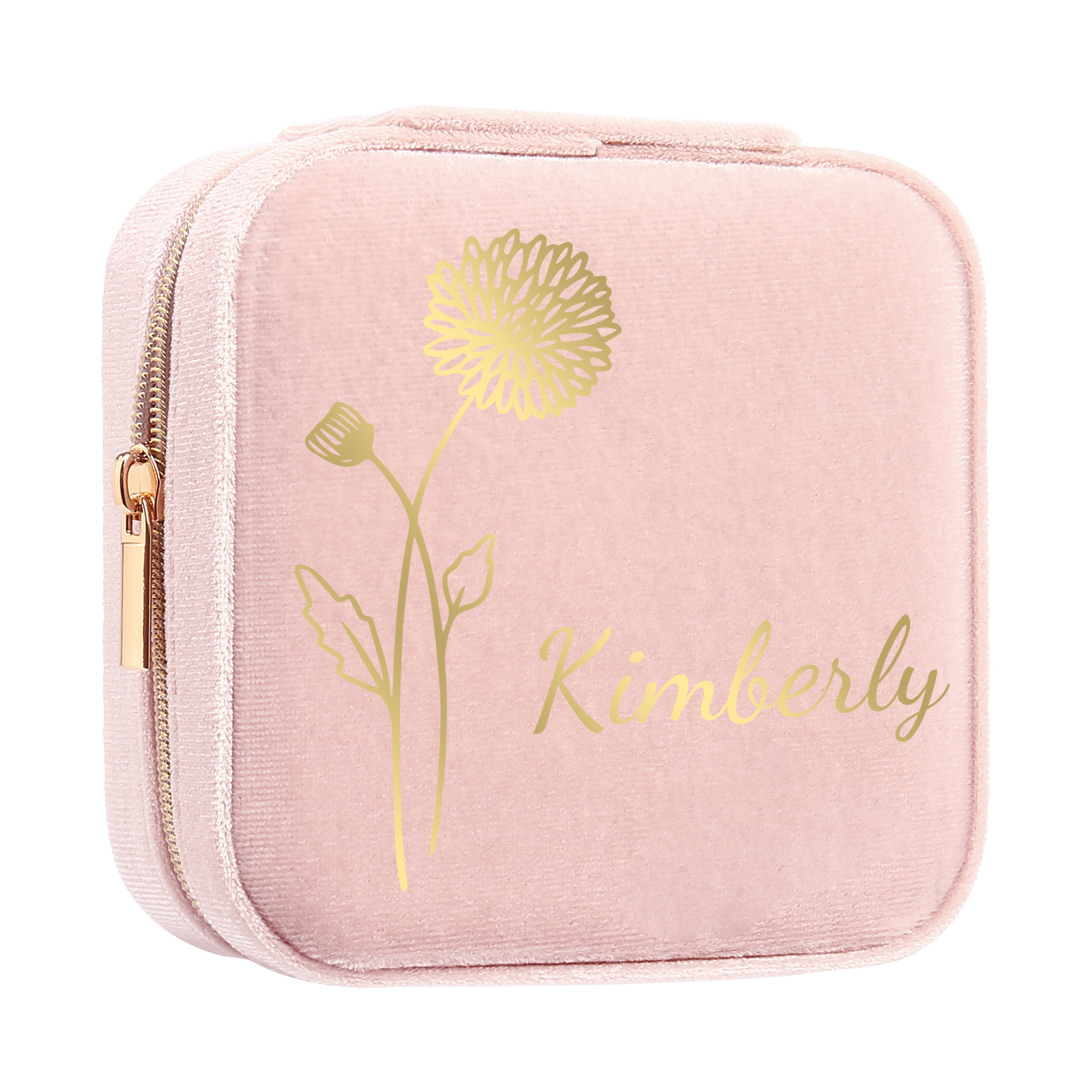 Personalisierbarer Name & Geburtsblume klein Velvet Schmuckaufbewahrung Schmuckzubehör Aufbewahrungsbox für Schmuck