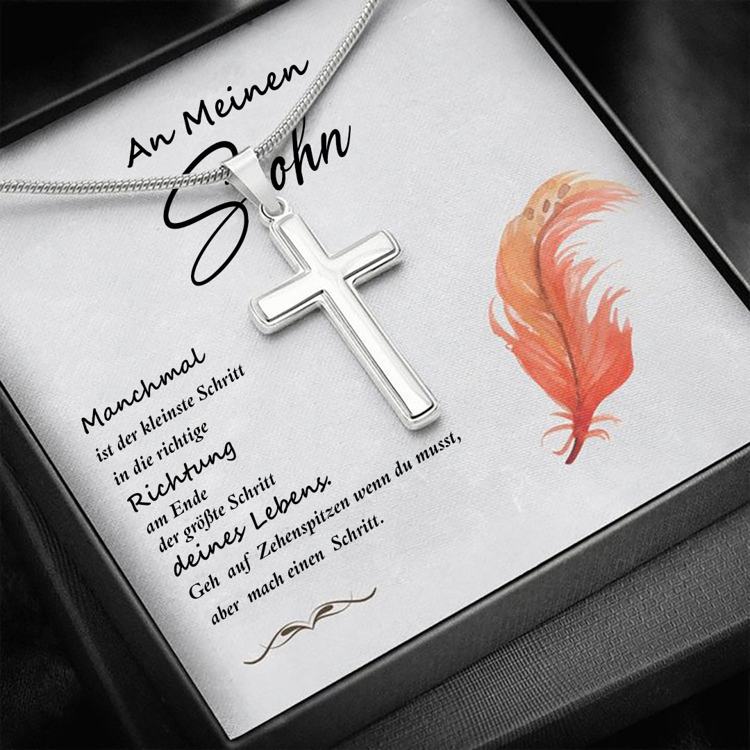 925 Sterling Silber An Meinen Sohn Kommunion Kreuz Halskette - Geschenk mit Nachrichtenkarte