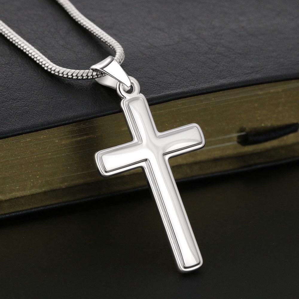 925 Sterling Silber Kommunion Kreuz Halskette-Herzlichen Glückwunsch zu Deinem Abitur- Geschenk mit Nachrichtenkarte