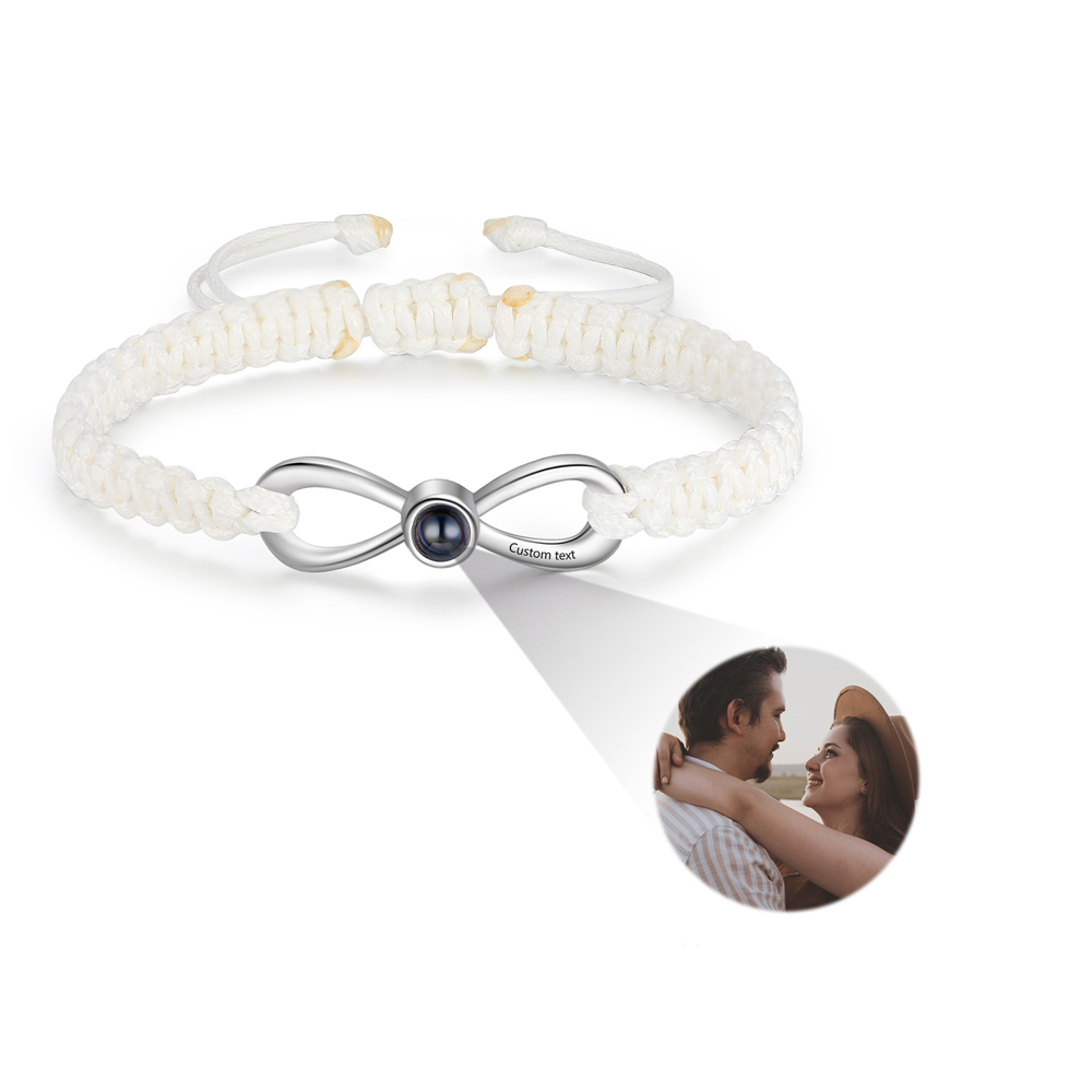 Personalisiertes Foto & Text Infinity Projektion Handseil Armband
