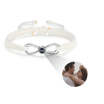 Personalisiertes Foto & Text Infinity Projektion Handseil Armband