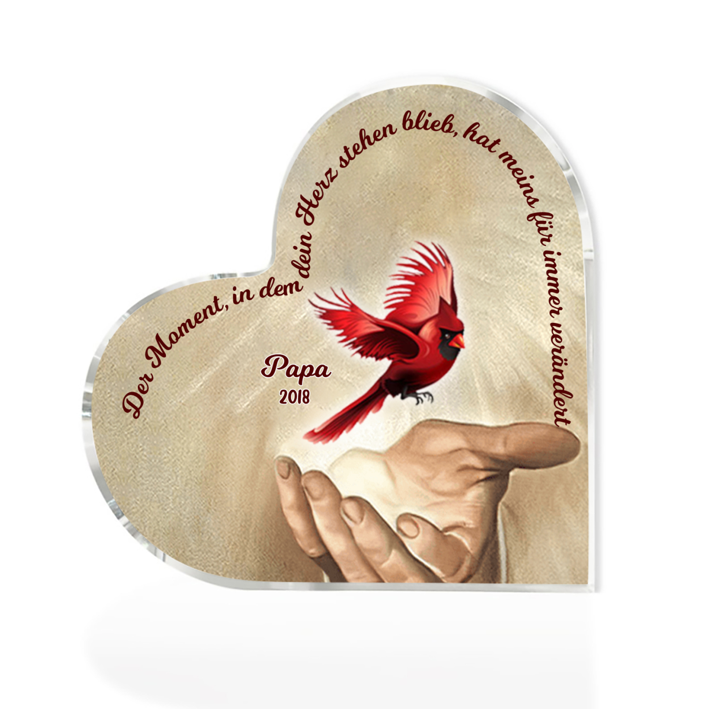 Personalisierter 1 Name & Jahr Rotkehlchen Acryl-Deko-Trauer Schreibtischdekoration