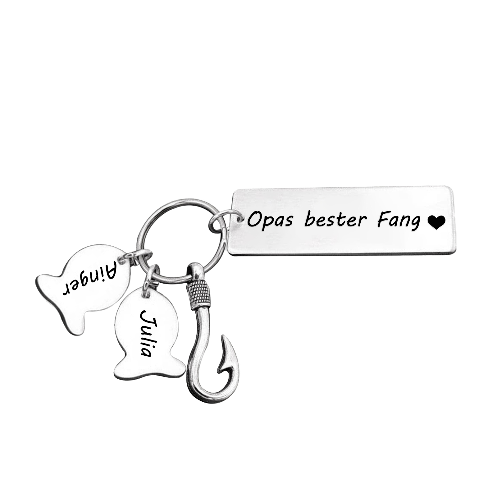 Personalisierbare 2 Namen Schlüsselanhänger-Opas bester Fang-Geschenk für Großvater