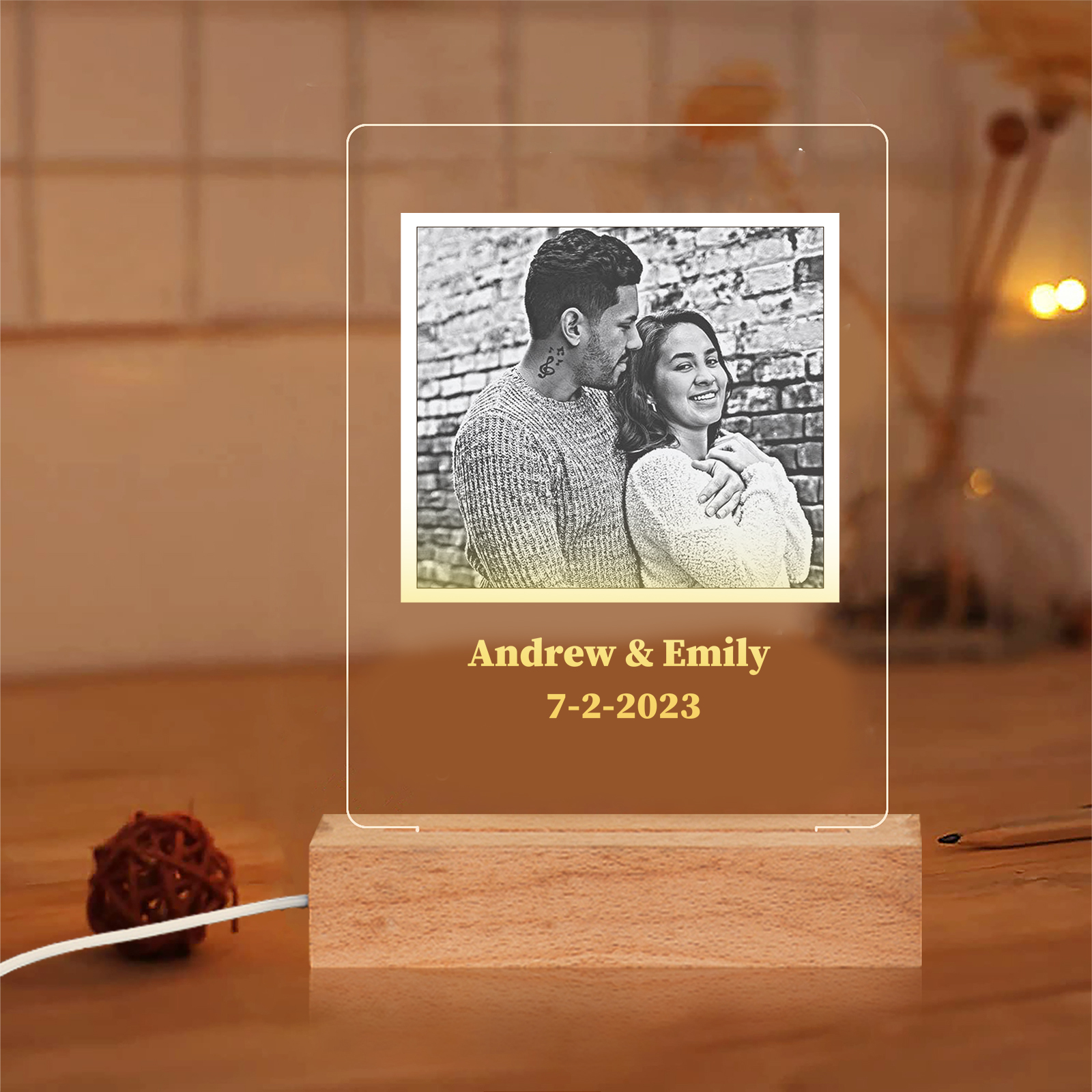 Liebe Nachtlicht Personalisierter Text & Datum & Foto-Geschenk für Paare