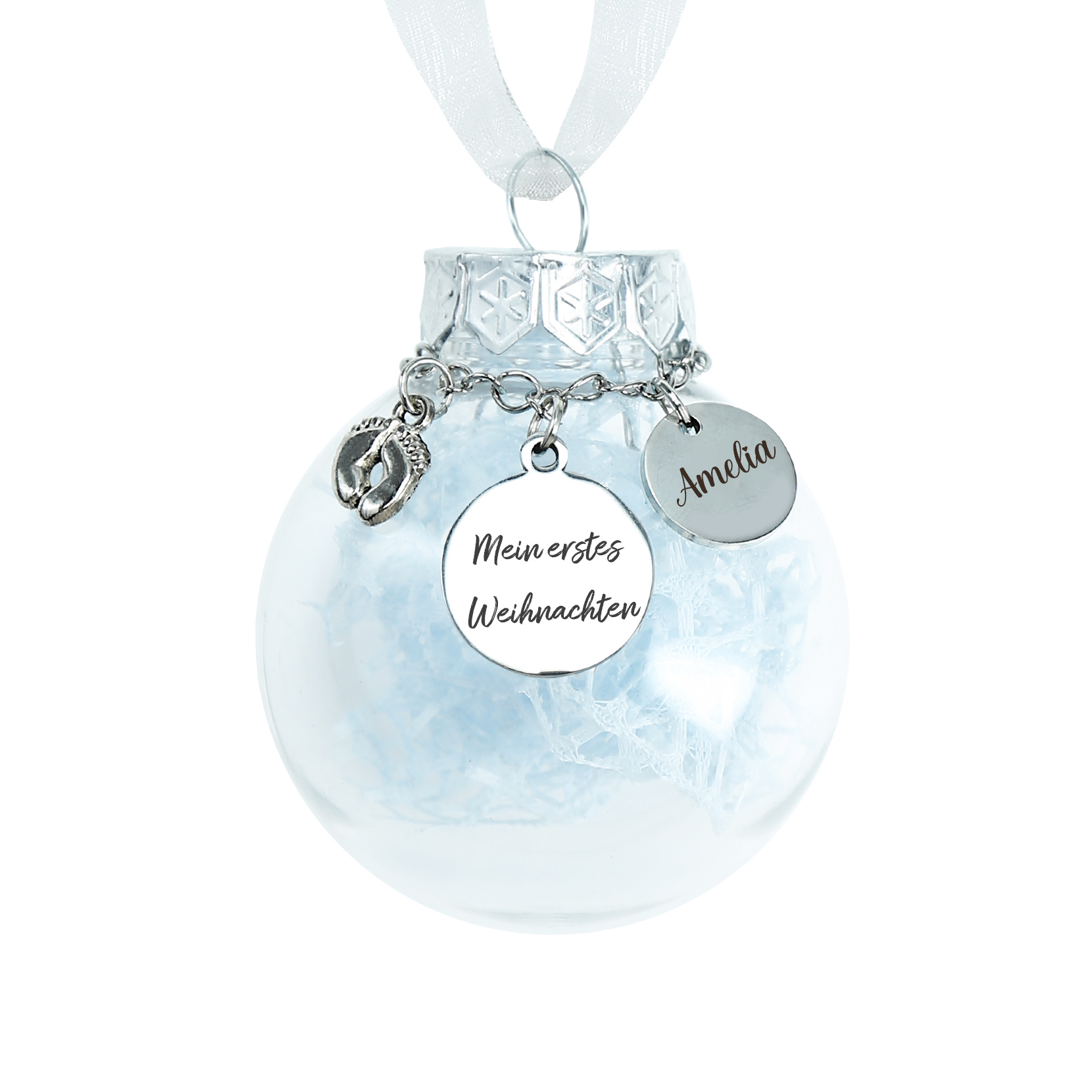 Weihnachtskugeln mit der Feder Weihnachtsornament-Personalisierter Name-Mein erstes Weihnachten-Baby Ornament