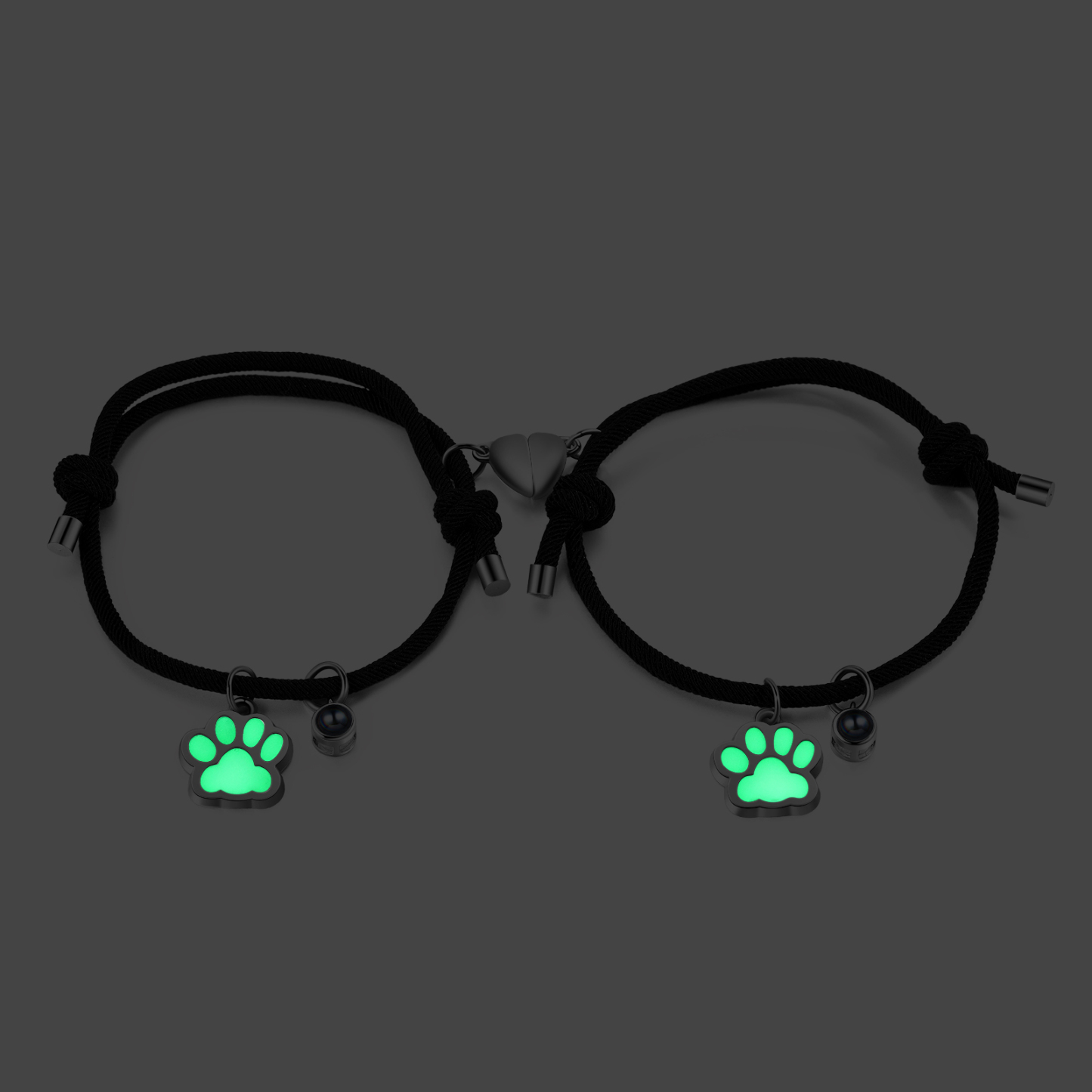 Personalisiertes Foto Projektion Magnet Fluoreszenz Hundepfote Paar Armbänder