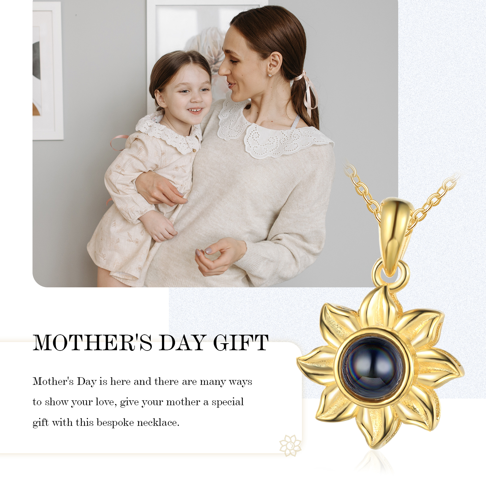 Personalisierte Foto Sonnenblume Projektion Halskette