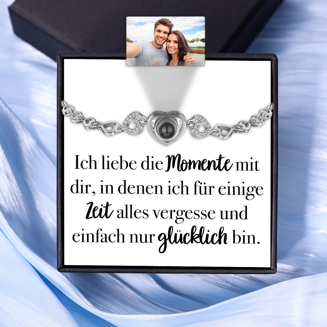 Personalisiertes Foto Herz Projektion Kubanisches Armband