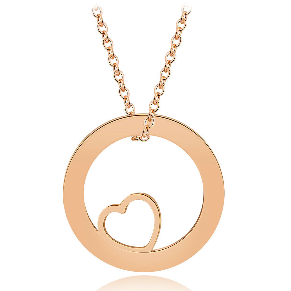 Personalisierbar Text Rund Kreis Herz Halskette 