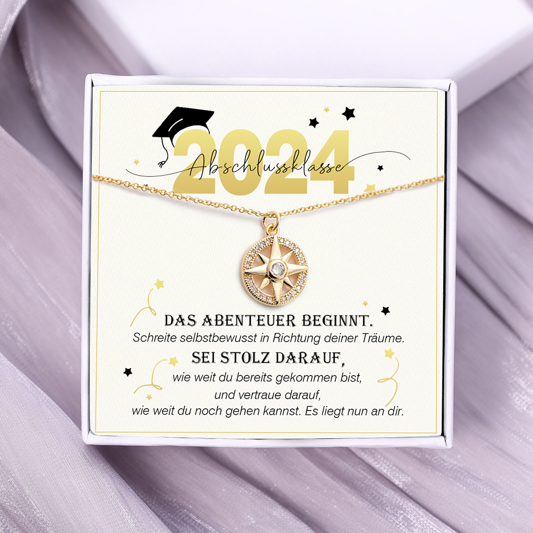 Damen Kompass Halskette -2024 Abschlussjahrgang Schreite selbstbewusst in  Richtung deiner Träume-Geschenk mit Nachrichtenkarte – Kettenmachen, image size:1080x1080