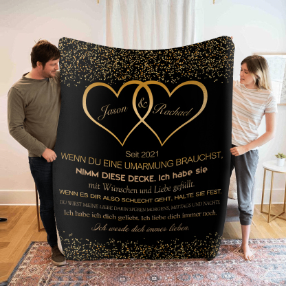 Personalisierte 2 Namen & Text Herz-Ich werde dich immer lieben- Decke Für Paare