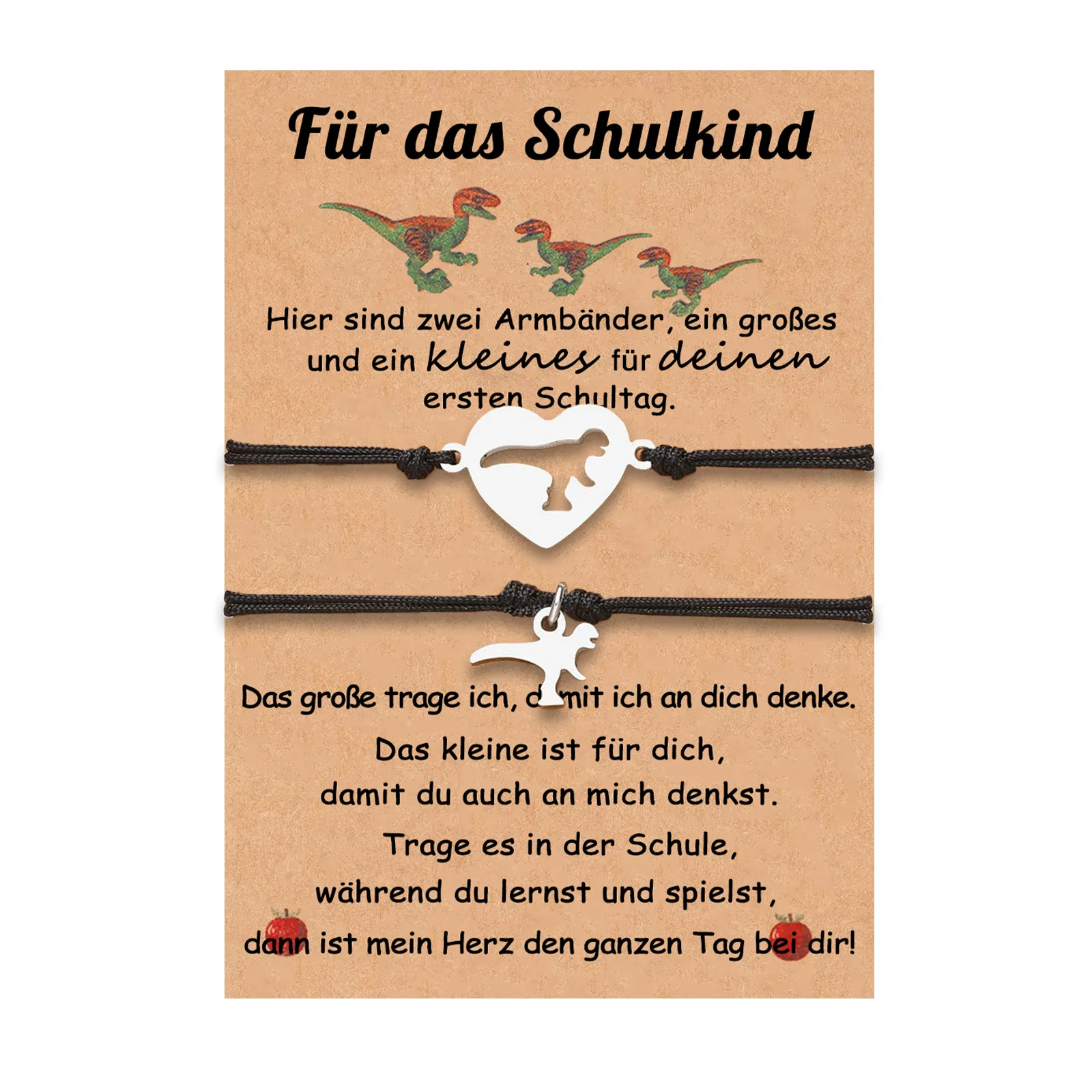 [Copy]Schulanfang Geschenkset -Personalisierter Name & Datum Emaille Tasse & 20 cm Lineal & Dino Armbänder Set - Geschenk für Schulkind mit Geschenk Box