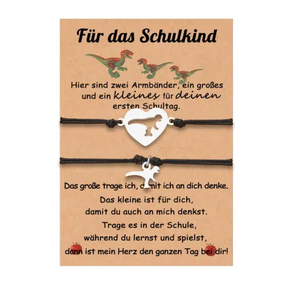 [Copy]Schulanfang Geschenkset -Personalisierter Name & Datum Emaille Tasse & 20 cm Lineal & Dino Armbänder Set - Geschenk für Schulkind mit Geschenk Box
