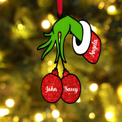 Personalisierte 3 Namen Grinch Weihnachtsornament Weihnachtsbaum Anhänger