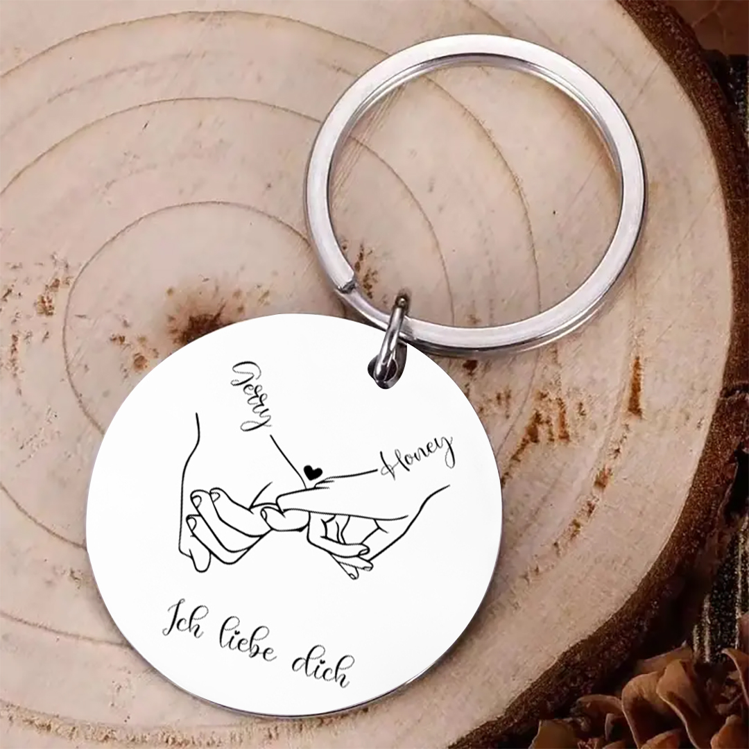 Personalisierbare 2 Namen & Text Pinky schwören Metall Paar Schlüsselanhänger