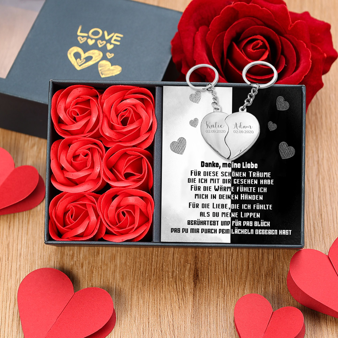 Kettenmachen Personalisierbare 2 Namen & Datum Herz Metall Schlüsselanhänger-Danke, meine Liebe-Geschenk mit Nachrichtenkarte 14.99