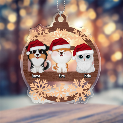 Acryl Weihnachtsornament-Personalisierte 1-6 Namen Haustier Ornament/Schlüsselanhänger mit Schlüsselring