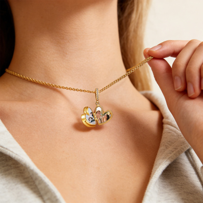 Personalisierte Herz-Medaillon Halskette mit eigenem Foto