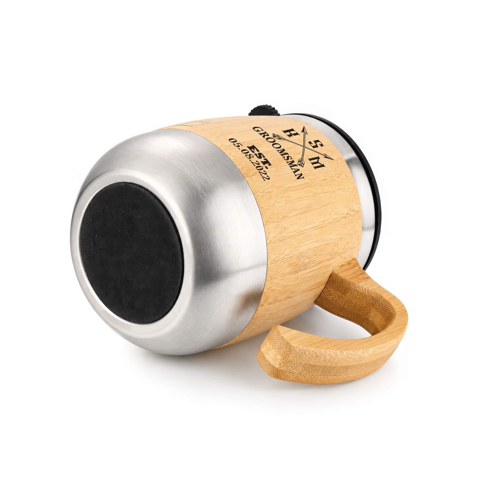 Personalisierter Bierkrug aus Holz mit Deckel Namen und Initialen Geschenk für Papa und Opa