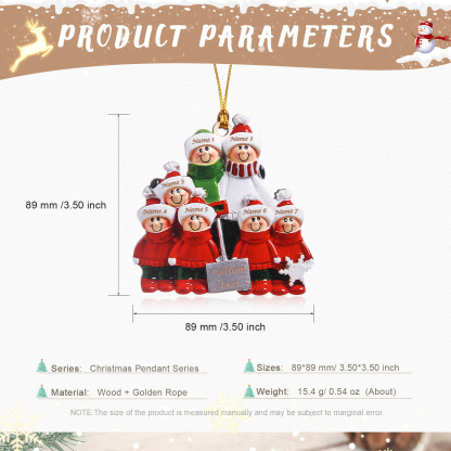 Holz Personalisierte 7 Namen & Jahr Schneeschaufelteam Weihnachtsornament Weihnachtsbaum Anhänger mit 7 Familienmitgliedern