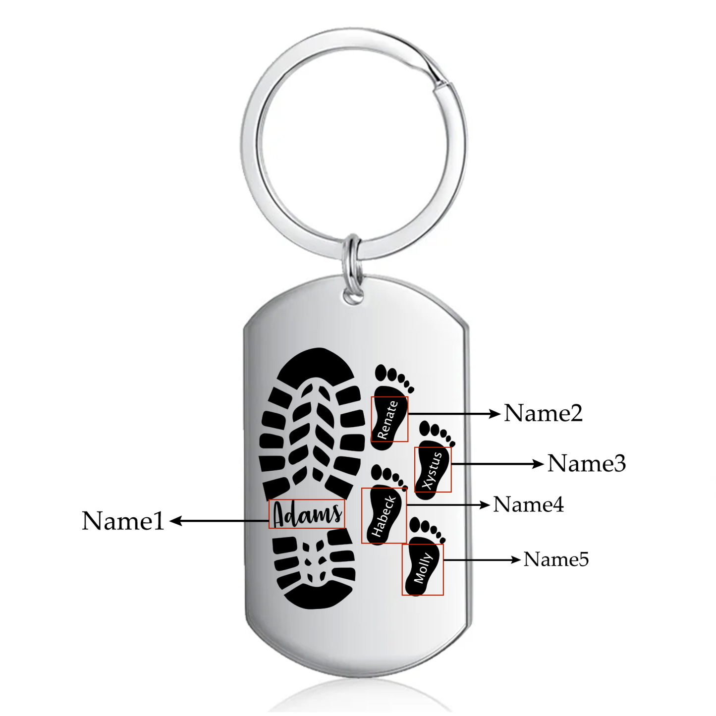 Personalisierbare 5 Namen Papa Schuh Schlüsselanhänger für Vater