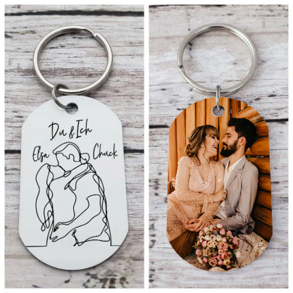 Personalisierbares Foto & 2 Namen Schlüsselanhänger-DU & ICH-Geschenk für Paare