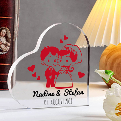 Personalisierte 2 Texte Acryl-Deko Schreibtischdekoration Hochzeitstag Geschenk für Paar