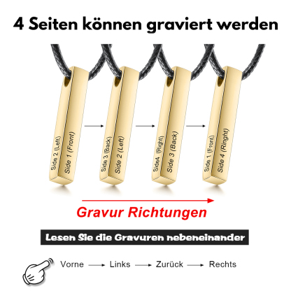 Herren Personalisierte 4 Namen Dreidimensionale Barrenkette