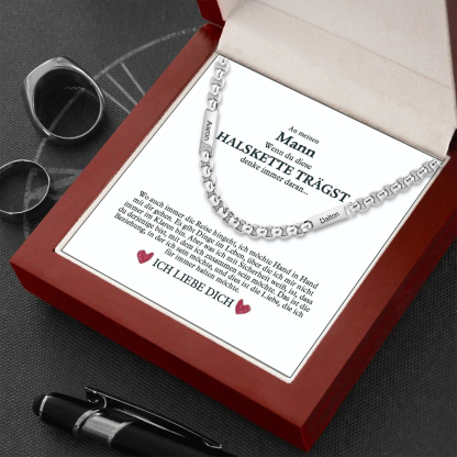 Dies ist eine silberfarbene Kette 