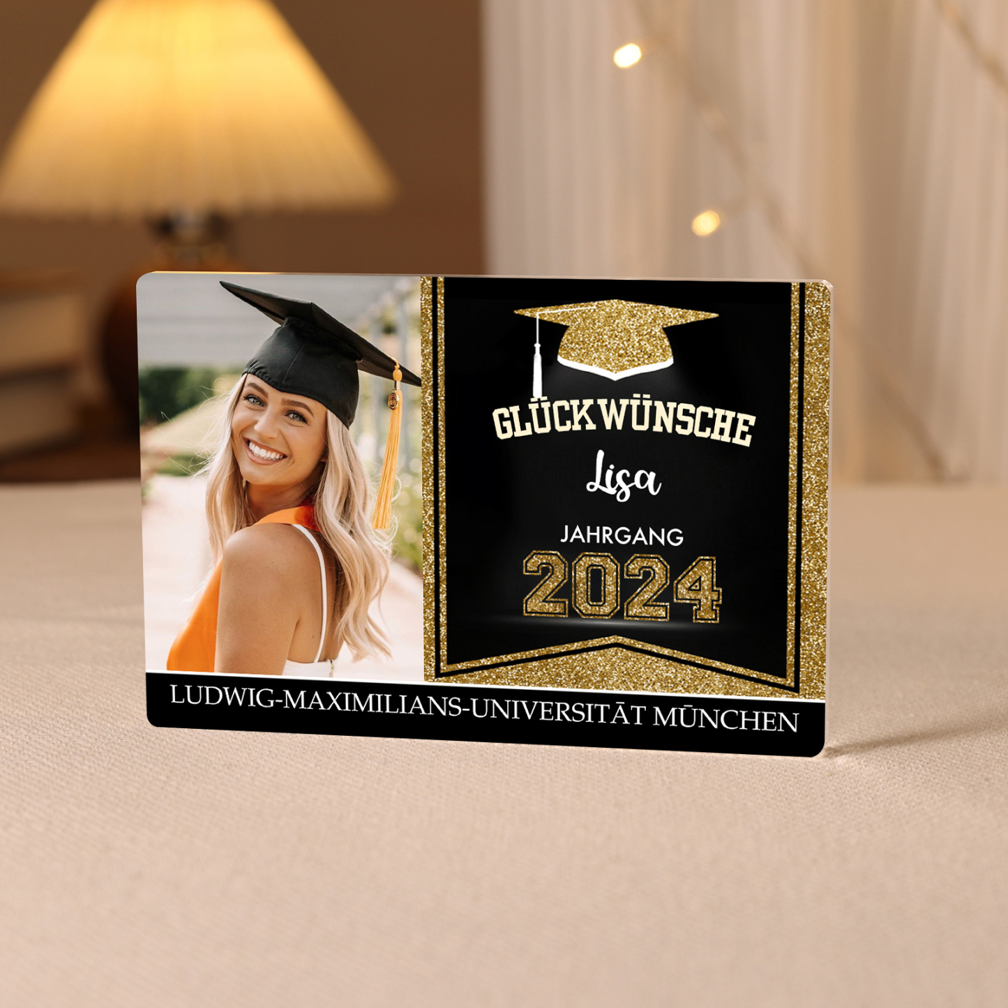 Rechteck Acryl-Deko Personalisiertes Foto & Name & Jahr Text Schreibtischdekoration zum Abschluss