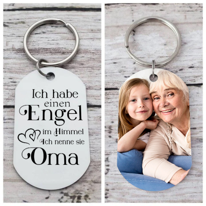 Personalisierbares Foto Trauer Schlüsselanhänger-Ich habe einen Engel im Himmel. Ich nenne sie Oma-Andenken Schlüsselanhänger