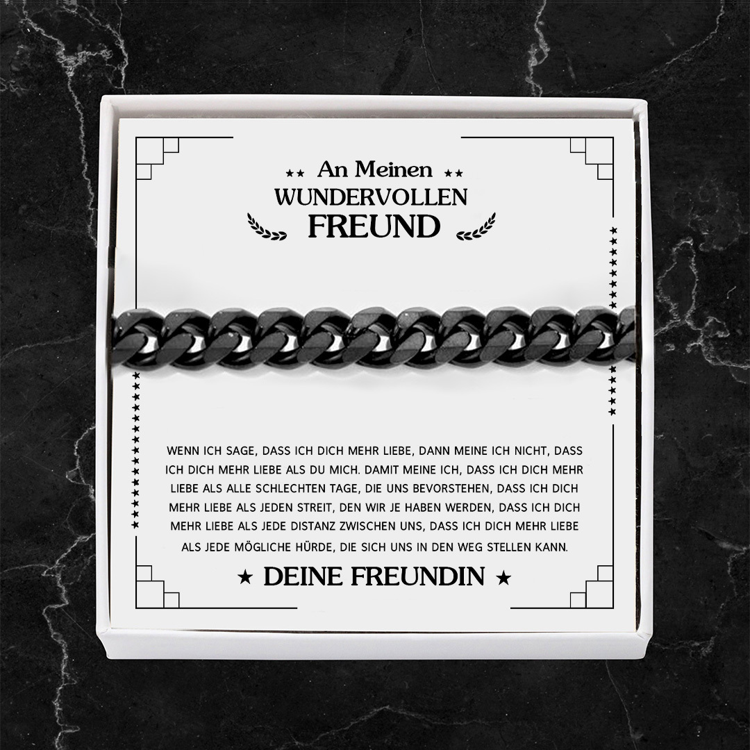 Herren Kubanisches Armband-An Meinen Wundervollen Freund-Geschenk mit Nachrichtenkarte