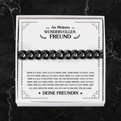 Herren Kubanisches Armband-An Meinen Wundervollen Freund-Geschenk mit Nachrichtenkarte