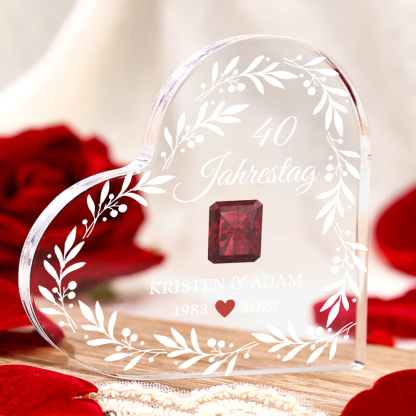 Personalisierter Text & Datum 40 Jahretag Acryl-Deko-Schreibtischdekoration für Paar