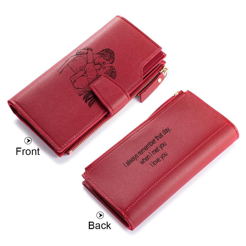Frauen Lang Personalisierte Foto Geldbörse Gravierte Brieftasche