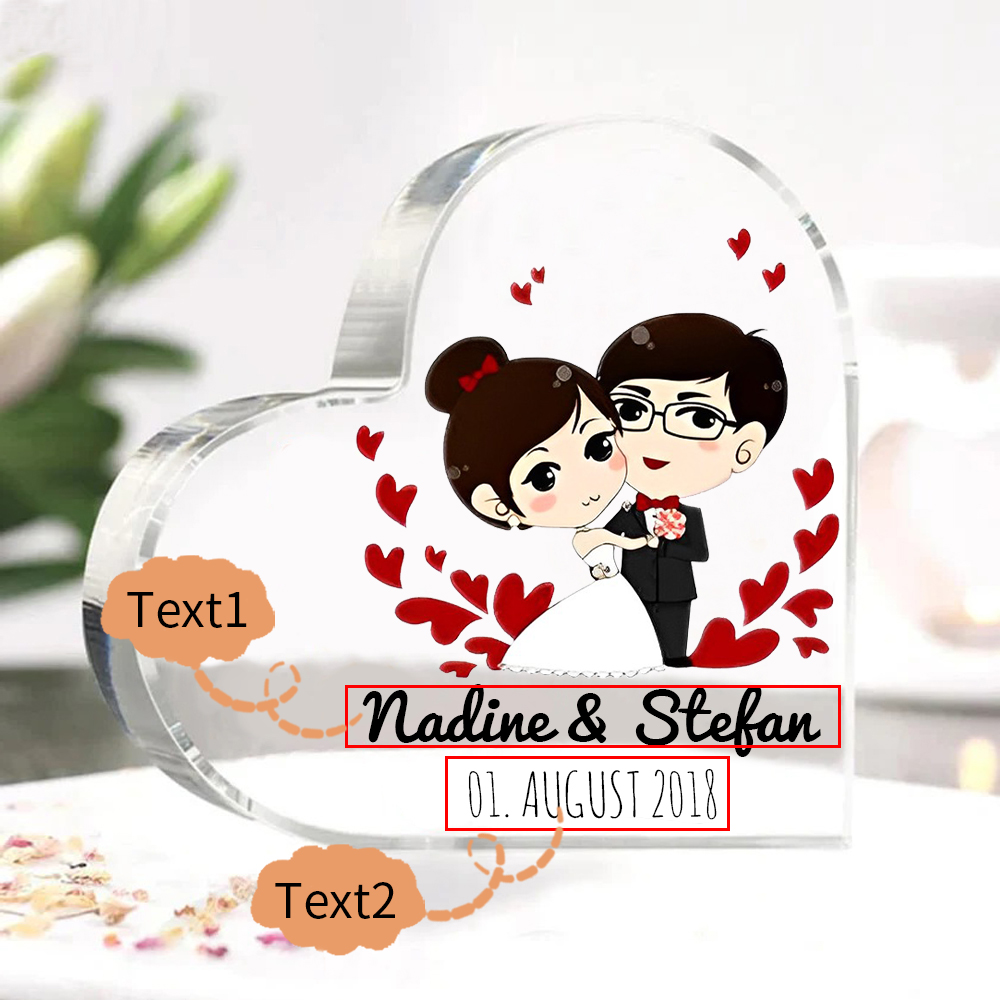 Personalisierte 2 Texte Acryl-Deko Schreibtischdekoration Hochzeitstag Geschenk für Paar