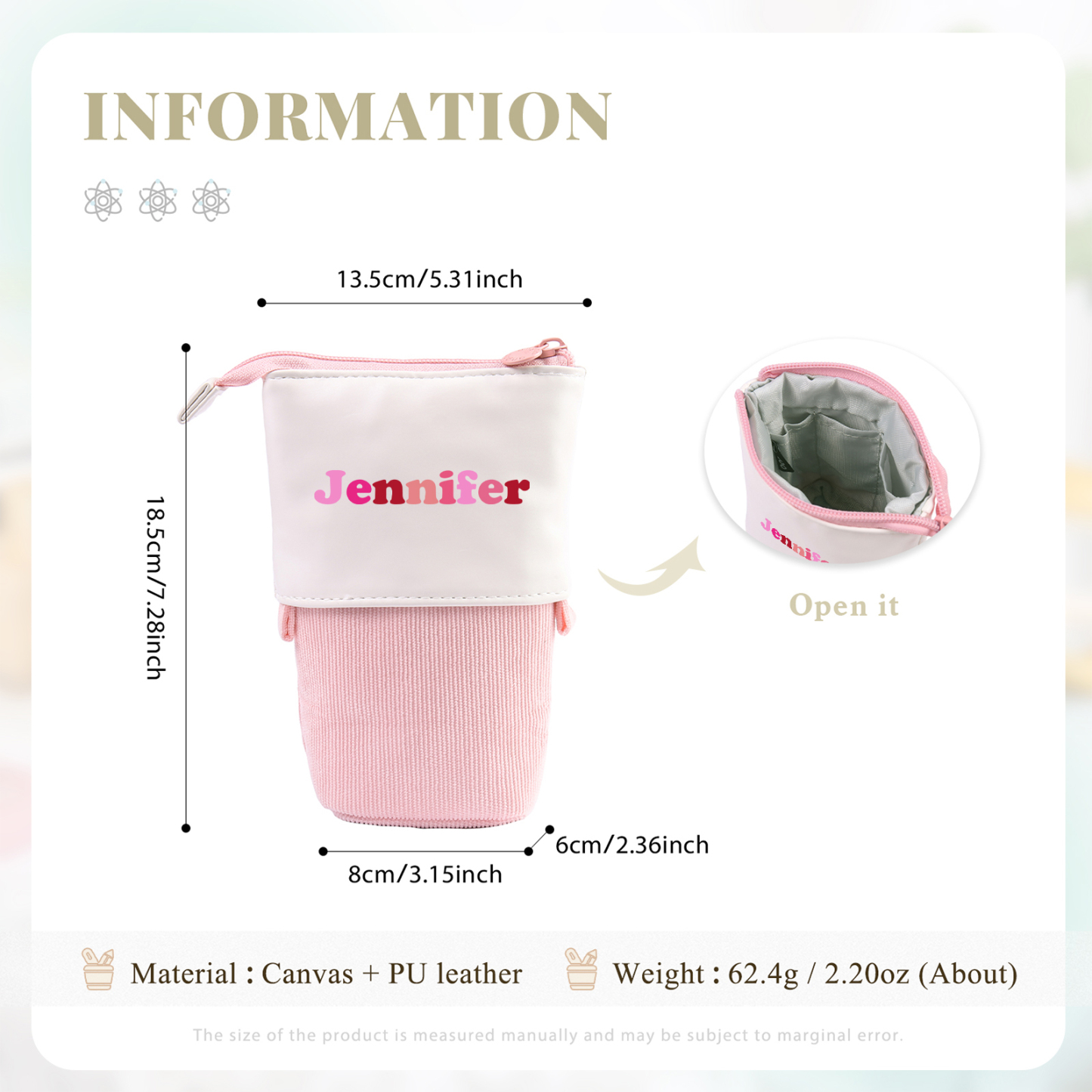 Schulanfang Geschenkset-Personalisierter Name & Datum Einhorn Emaille Tasse & Personalisierter Name Stifteetui & 3 Gummiband Armbänder Set - Geschenk für Schulkind mit Geschenk Box
