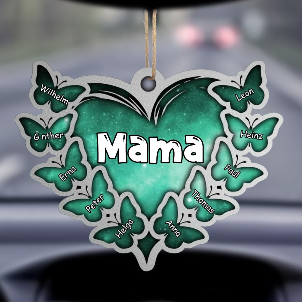 Acryl Weihnachtsornament-Personalisierte 2-11 Namen Schmetterling Herz Ornament/Schlüsselanhänger für Oma mit Schlüsselring