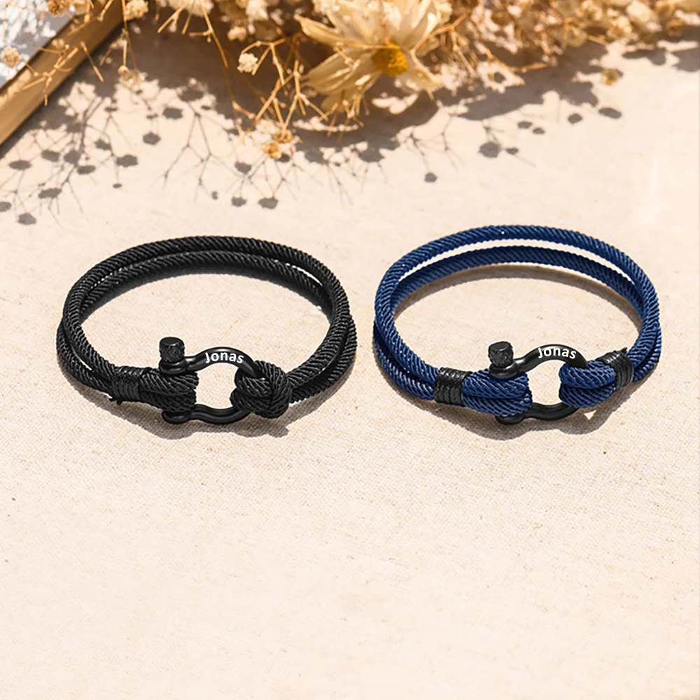 Personalisierbares 1 Name Handseil Armband-An meinen Sohn Glaube an dich selbst-Geschenk mit Nachrichtenkarte Kettenmachen