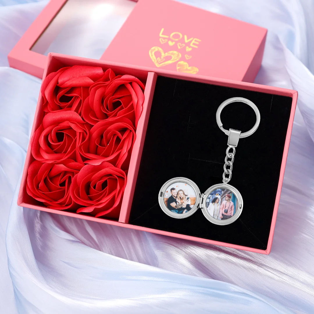 Personalisierbar 2 Fotos Medaillon Schlüsselanhänger Geschenk für Familie